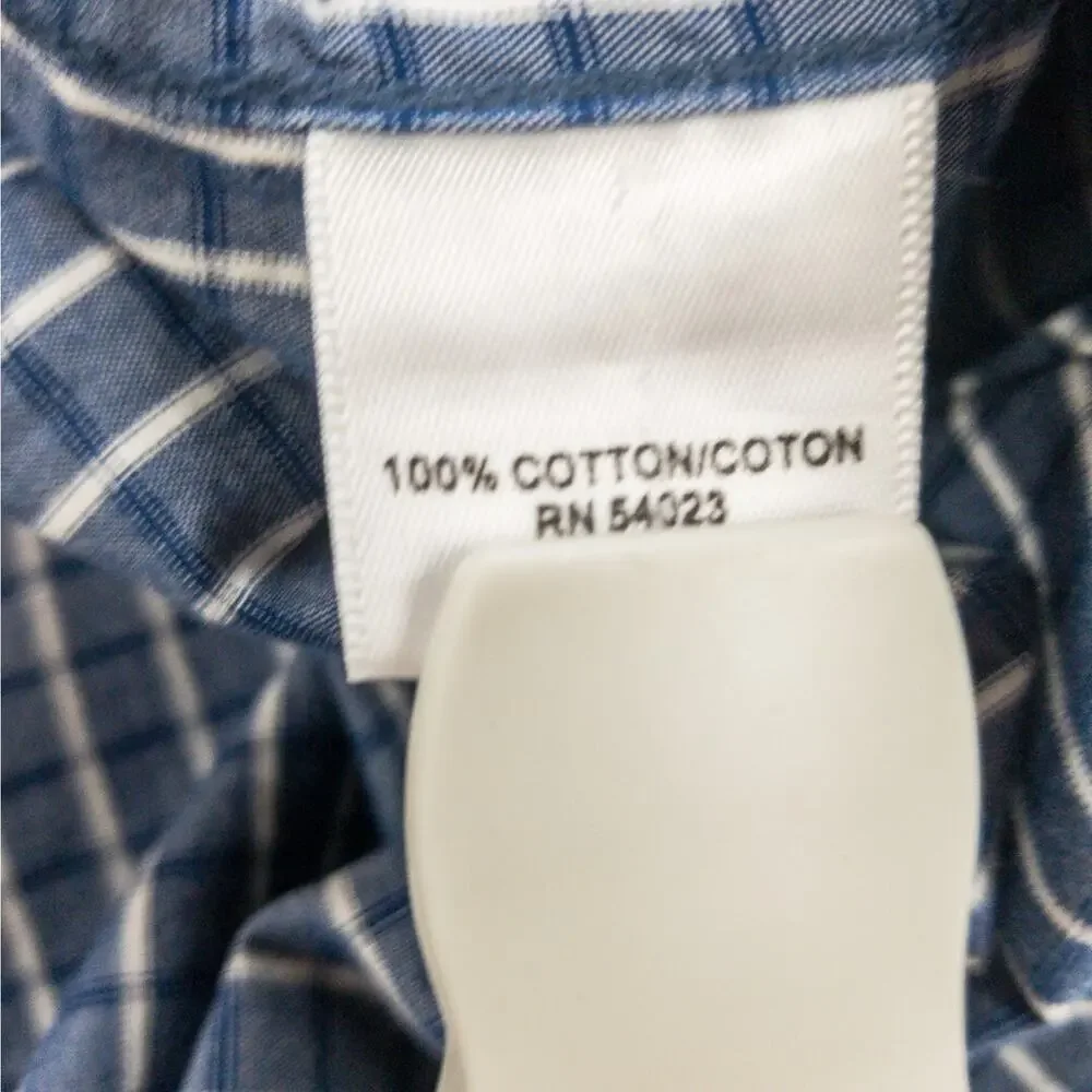 Banana Republic Short Sleeve Button-Up Shirts Men's Large 16 Lot of 2 Check Blue